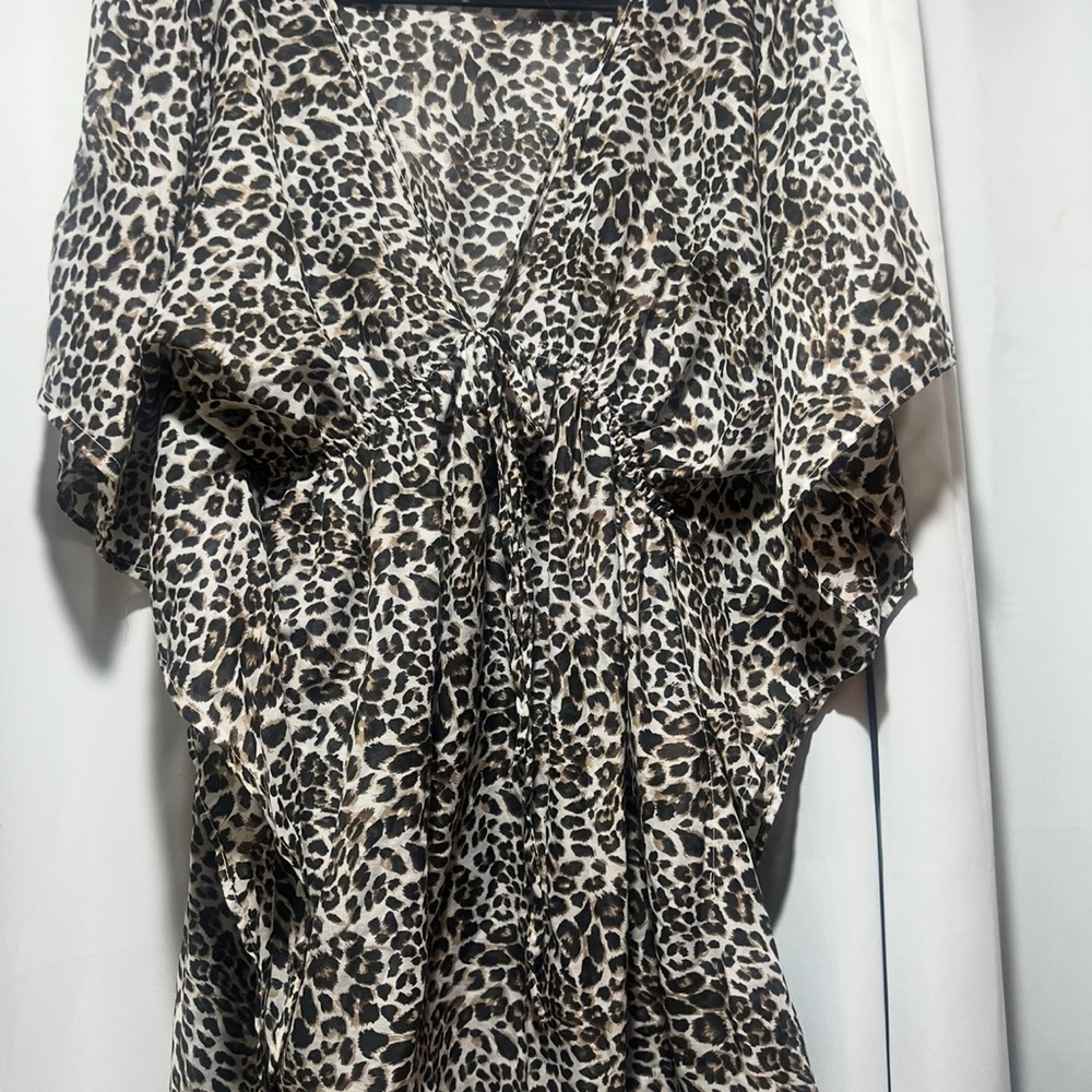 Primark Leopard Print Beach Cover-Up Tunic Resort Swim Size L - Picture 3 of 6
